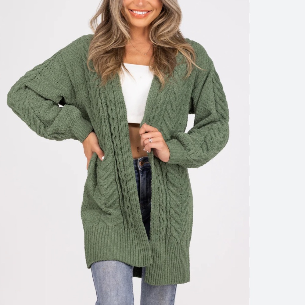 Altar'd State Olive Knit Cardigan